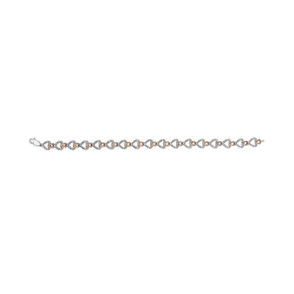 10K Rose and White Gold 1/4 Cttw Diamond Infinity Loop and Swirl Link Bracelet  DestGlow