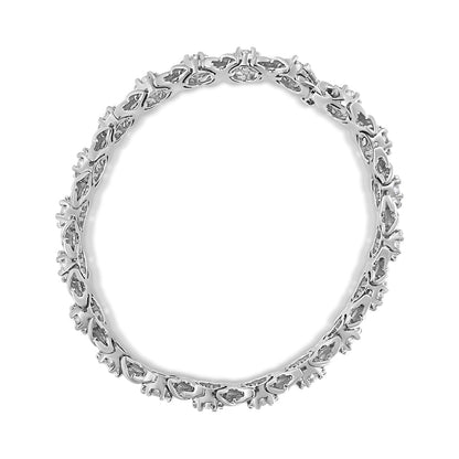 14K White Gold 6-1/3 Cttw Round Brilliant-Cut Diamond Round Cluster &amp; X-Link 7" Tennis Bracelet (I-J Color, SI2-I1 Clarity) by Bids.com
