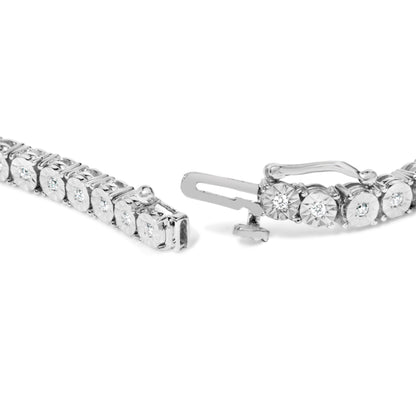 10K White Gold 1/2 Cttw Real Diamond Illusion-Set Miracle Plate Tennis Bracelet (I-J Color, SI2-I1 Clarity) - Size 7.5" by Bids.com