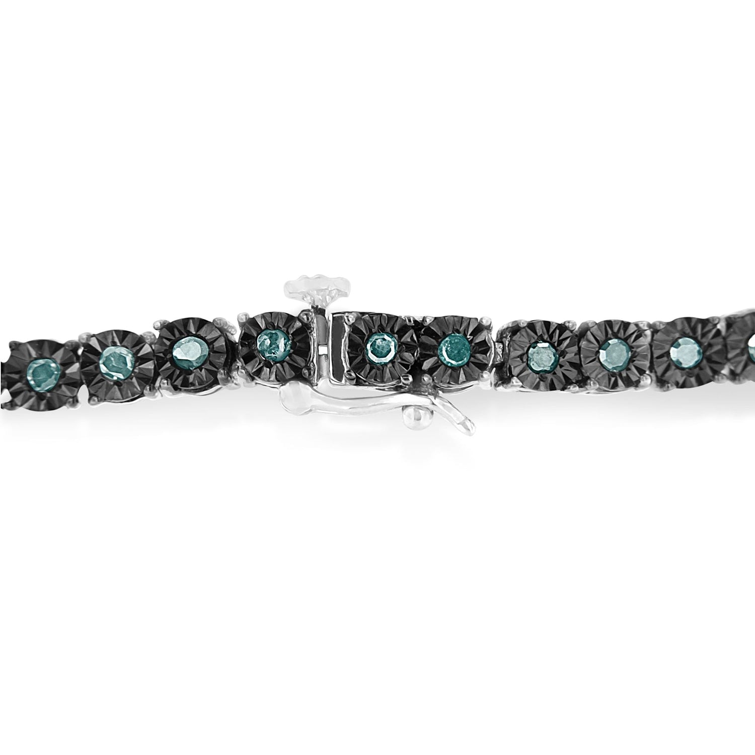 Black Rhodium Plated .925 Sterling Silver 1.0 Cttw Diamond Miracle Tennis Bracelet (Enhanced Blue Color, I3 Clarity) - 7" by Bids.com