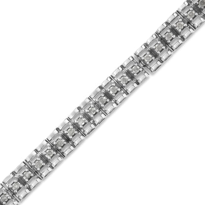 .925 Sterling Silver 1.0 Cttw Rose Cut Diamond Double-Link 7" Tennis Bracelet (I-J Color, I3 Clarity) by Bids.com
