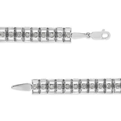 .925 Sterling Silver 1.0 Cttw Rose Cut Diamond Double-Link 7" Tennis Bracelet (I-J Color, I3 Clarity) by Bids.com