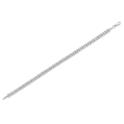 .925 Sterling Silver 1.0 Cttw Rose Cut Diamond Double-Link 7" Tennis Bracelet (I-J Color, I3 Clarity) by Bids.com