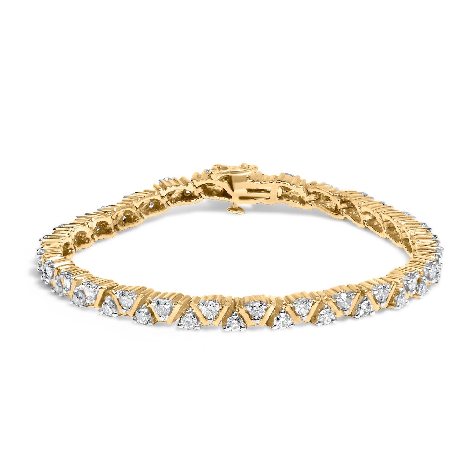 14K Yellow Gold Round-Cut Diamond Bracelet (4.00 cttw, H-I Color, I1-I2 Clarity) by Bids.com
