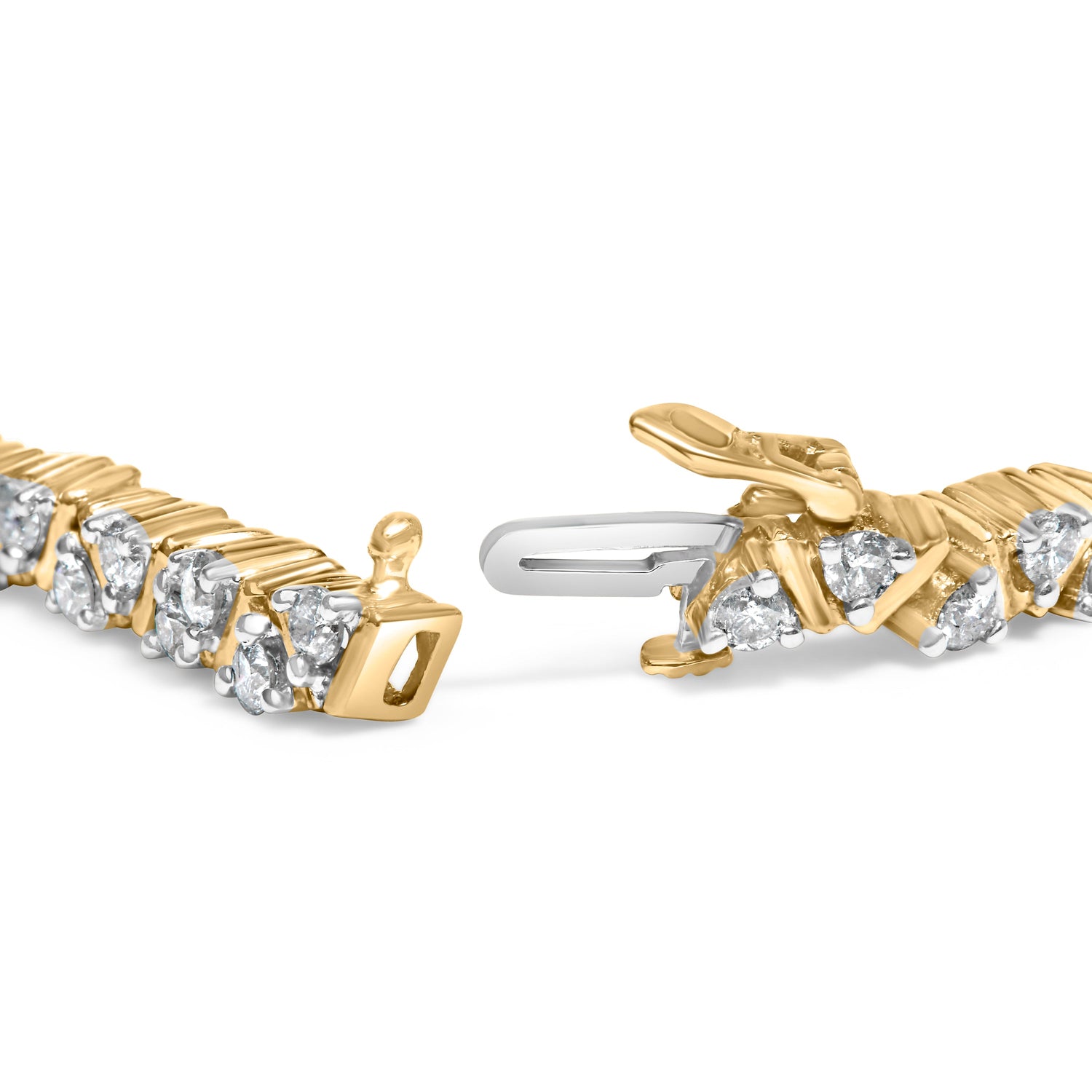 14K Yellow Gold 4.00 Cttw Diamond Triangle Link Tennis Bracelet (H-I Color, I1-I2 Clarity) - 7" Inches by Bids.com