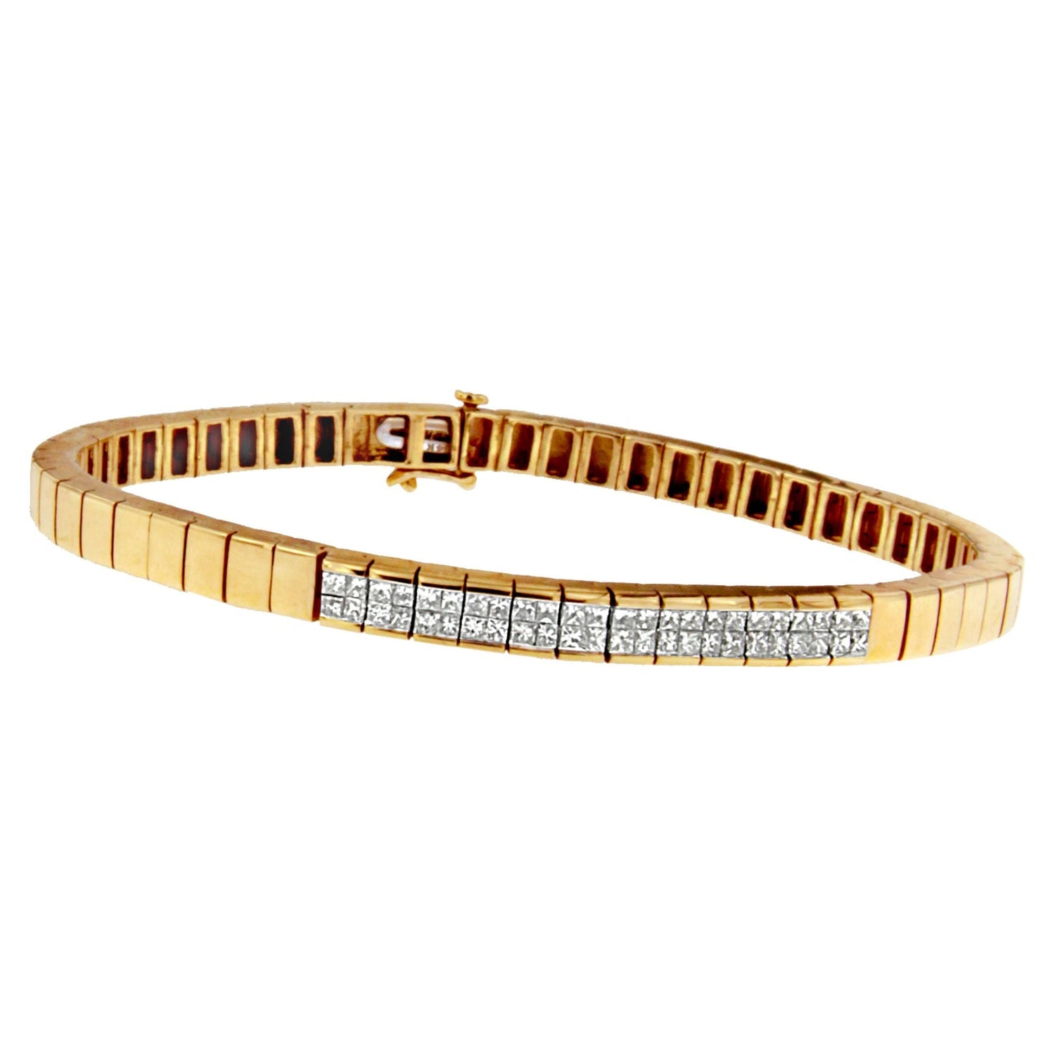14K Yellow Gold Princess Cut Diamond Banded Bracelet (1.00 cttw, G-H Color, VS1-VS2 Clarity) by Bids.com