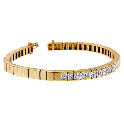 14K Yellow Gold Princess Cut Diamond Banded Bracelet (1.00 cttw, G-H Color, VS1-VS2 Clarity) by Bids.com
