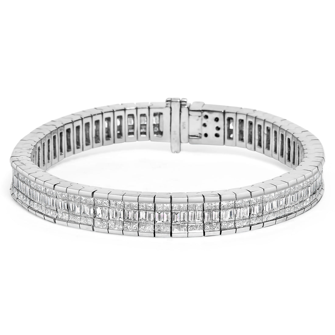 14K White Gold 7 7/8 Cttw Princess and Baguette Diamond Eternity Line Tennis Bracelet (G-H Color, SI1-SI2 Clarity) - 7" Inches by Bids.com