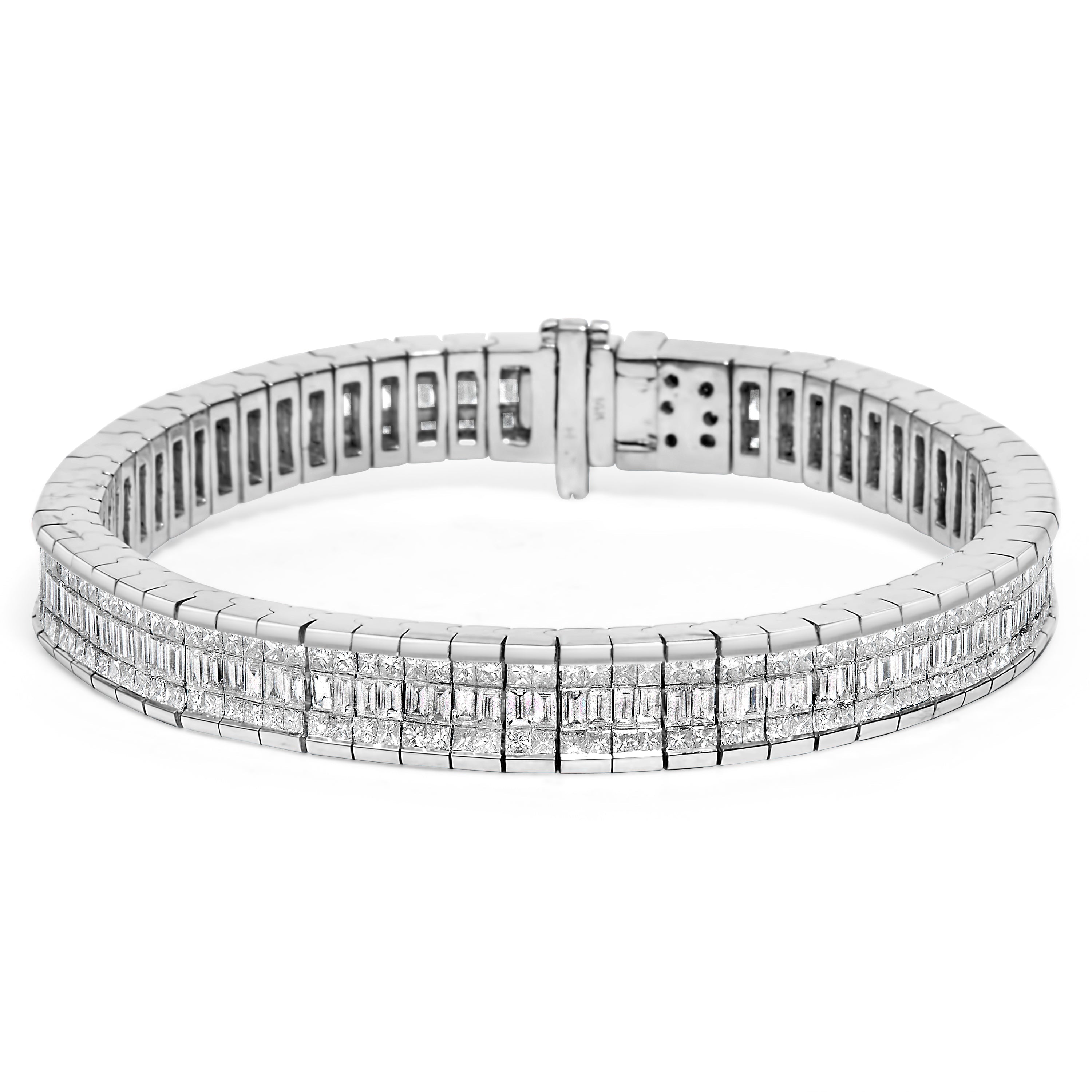 14K White Gold 7 7/8 Cttw Princess and Baguette Diamond Eternity Line Tennis Bracelet (G-H Color, SI1-SI2 Clarity) - 7" Inches by Bids.com