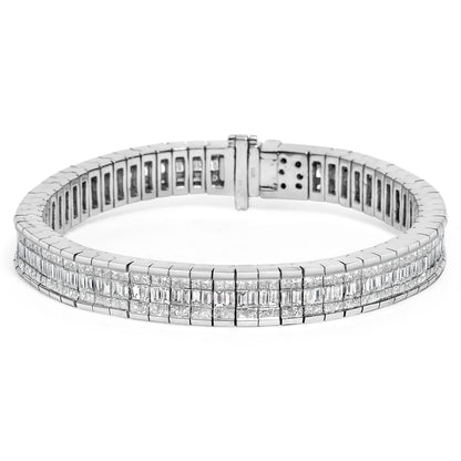 14K White Gold 7 7/8 Cttw Princess and Baguette Diamond Eternity Line Tennis Bracelet (G-H Color, SI1-SI2 Clarity) - 7" Inches by Bids.com
