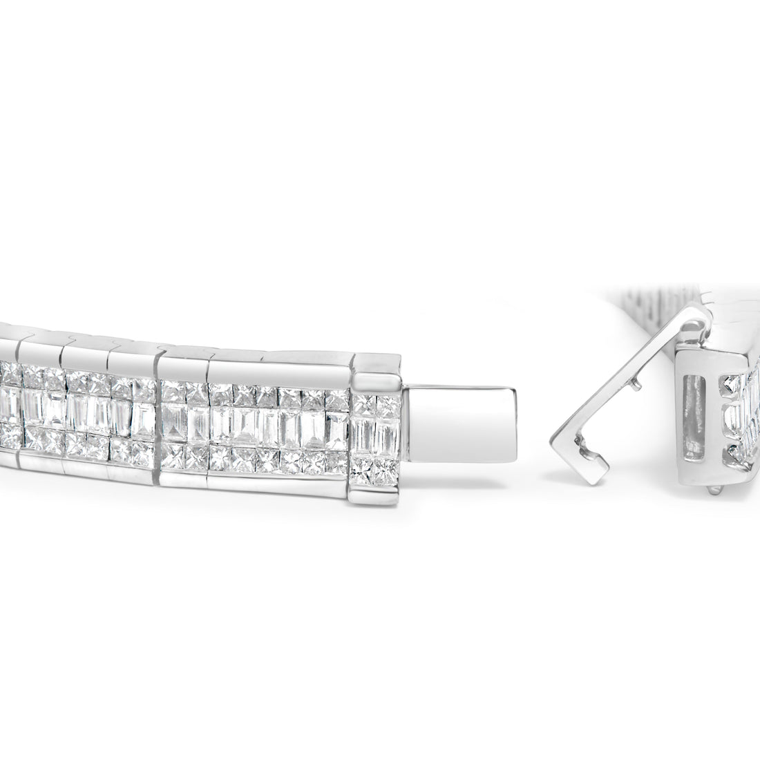 14K White Gold 7 7/8 Cttw Princess and Baguette Diamond Eternity Line Tennis Bracelet (G-H Color, SI1-SI2 Clarity) - 7" Inches by Bids.com
