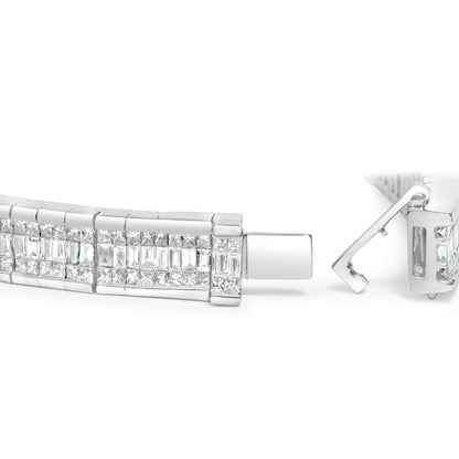 14K White Gold 7 7/8 Cttw Princess and Baguette Diamond Eternity Line Tennis Bracelet (G-H Color, SI1-SI2 Clarity) - 7" Inches by Bids.com