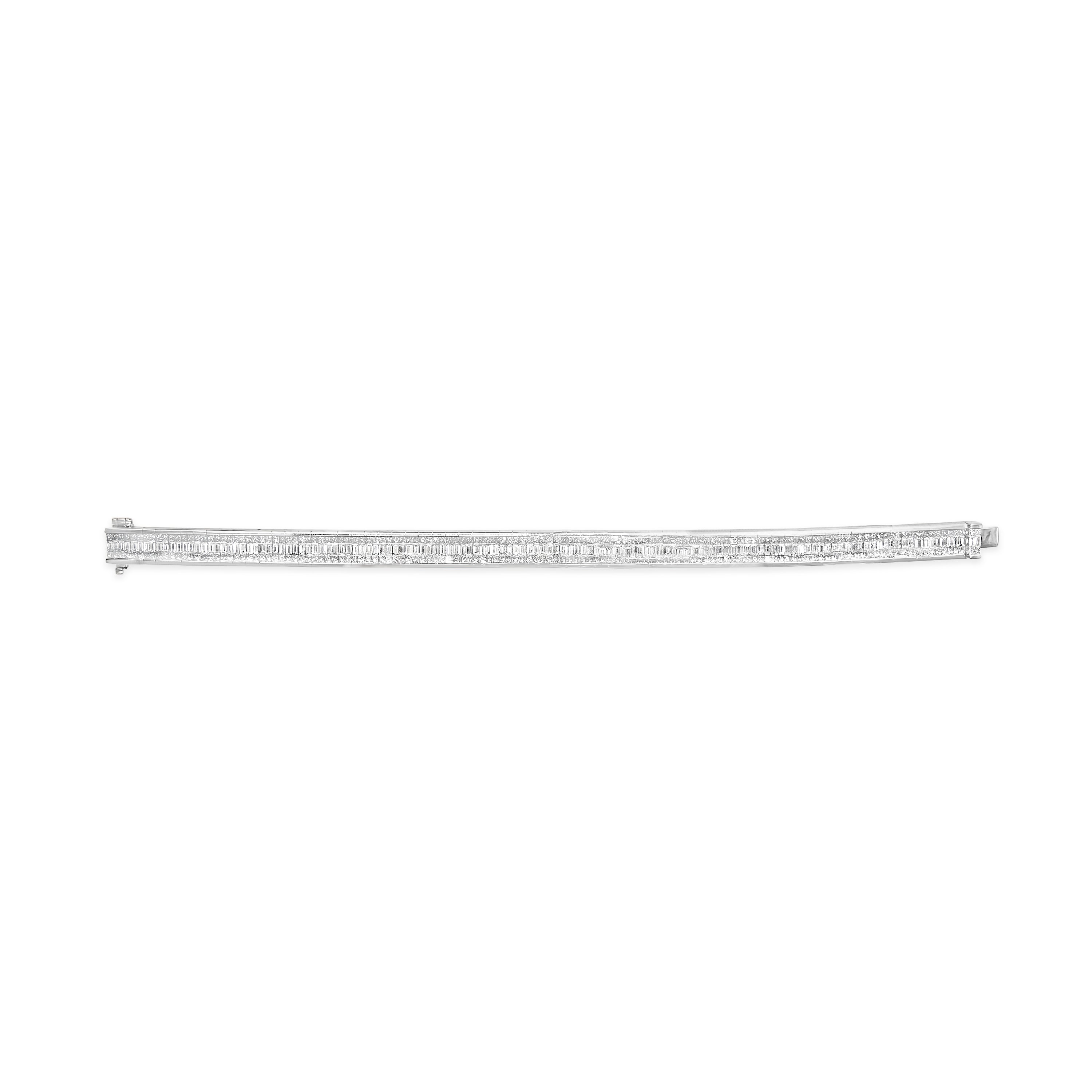 14K White Gold 7 7/8 Cttw Princess and Baguette Diamond Eternity Line Tennis Bracelet (G-H Color, SI1-SI2 Clarity) - 7" Inches by Bids.com