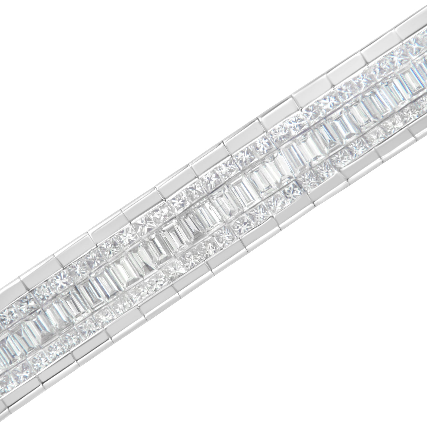14K White Gold 7 7/8 Cttw Princess and Baguette Diamond Eternity Line Tennis Bracelet (G-H Color, SI1-SI2 Clarity) - 7" Inches by Bids.com