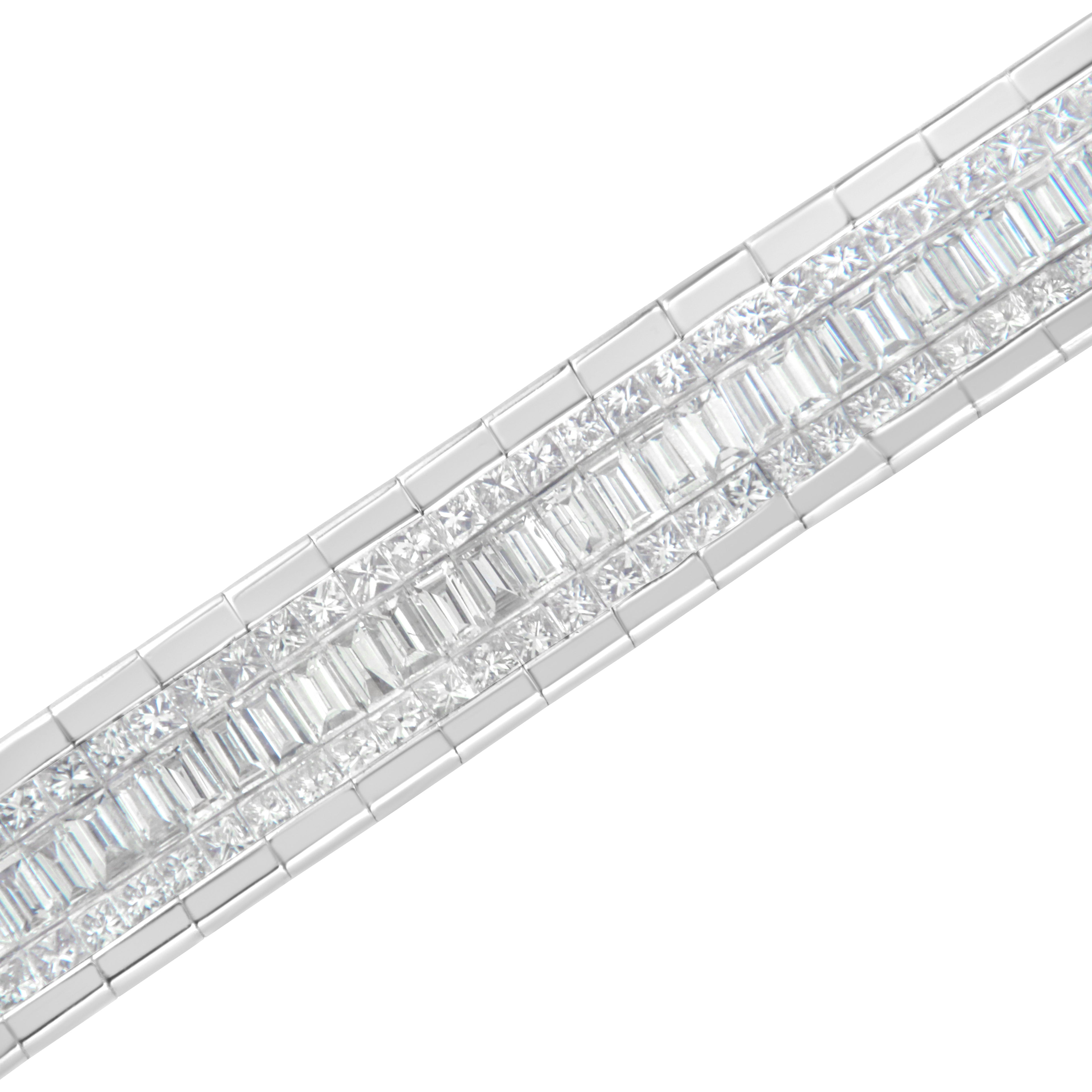 14K White Gold 7 7/8 Cttw Princess and Baguette Diamond Eternity Line Tennis Bracelet (G-H Color, SI1-SI2 Clarity) - 7" Inches by Bids.com