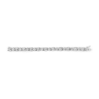 14K White Gold 8 5/8ct Cttw Princess and Baguette Diamond Geometric Twist Link Bracelet (G-H Color, VS1-VS2 Clarity) - 7"  DestGlow