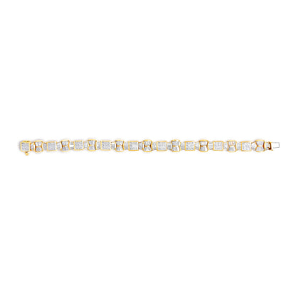 14K Yellow Gold 9 7/8 Cttw Princess and Baguette Diamond Bow and Box Link Tennis Bracelet (G-H Color, VS1-VS2 Clarity) - 7" Inches