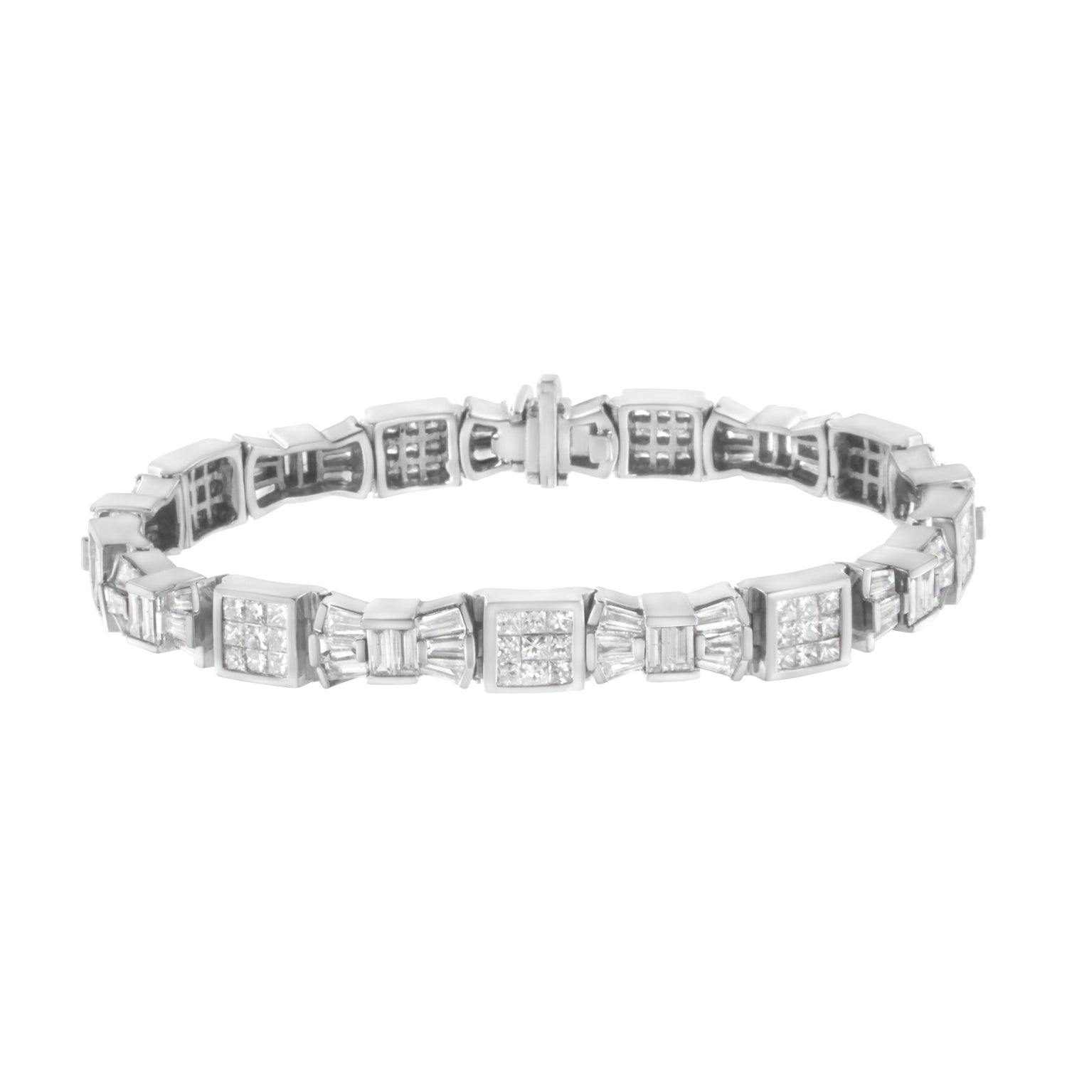 14K Yellow Gold 9.0 Cttw Diamond Alternating Bow and Box Link Bracelet (G-H Color, VS1-VS2 Clarity)- 7"  DestGlow