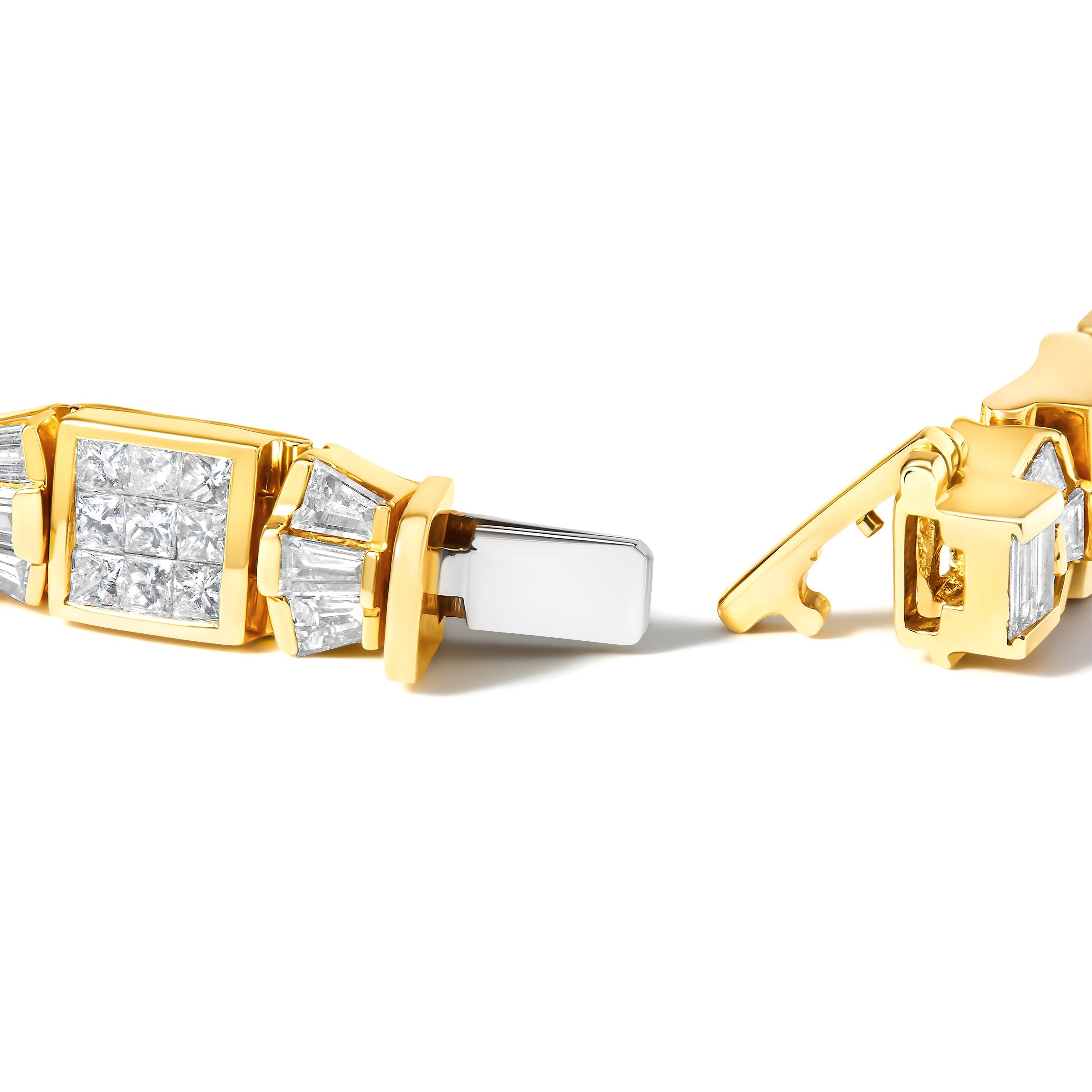 14K Yellow Gold 9.0 Cttw Diamond Alternating Bow and Box Link Bracelet (G-H Color, VS1-VS2 Clarity)- 7"  DestGlow