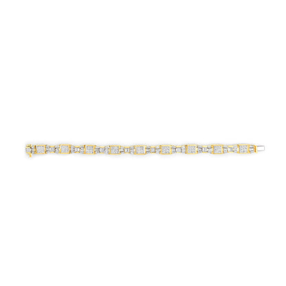14K Yellow Gold 9.0 Cttw Diamond Alternating Bow and Box Link Bracelet (G-H Color, VS1-VS2 Clarity)- 7"  DestGlow