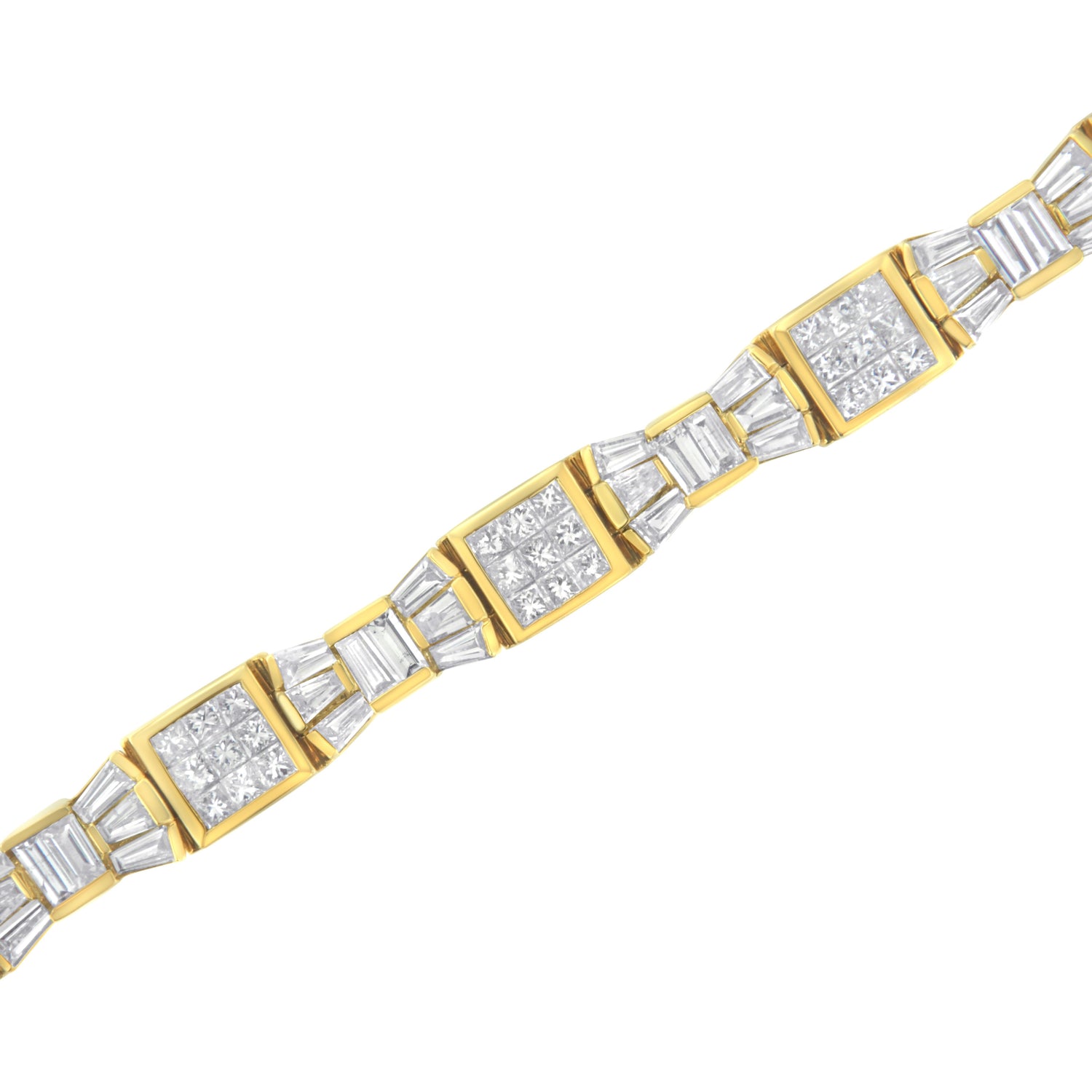 14K Yellow Gold 9.0 Cttw Diamond Alternating Bow and Box Link Bracelet (G-H Color, VS1-VS2 Clarity)- 7"  DestGlow