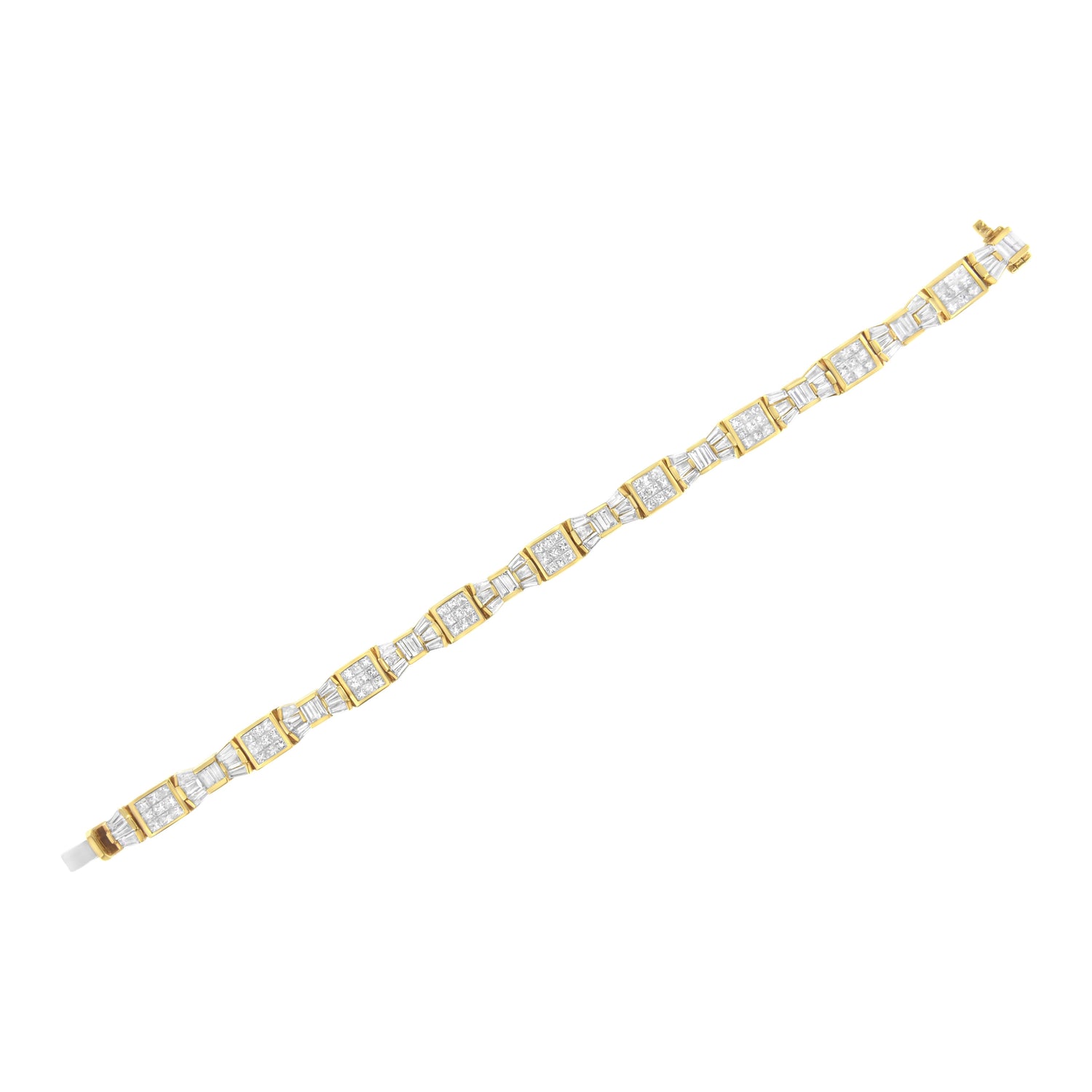 14K Yellow Gold 9.0 Cttw Diamond Alternating Bow and Box Link Bracelet (G-H Color, VS1-VS2 Clarity)- 7"  DestGlow