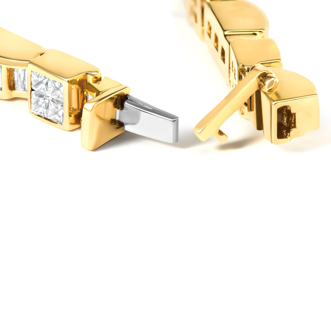 14K Yellow Gold 7.0 Cttw Baguette Cut Diamond Alternating Box and Wave Link Bracelet (G-H Color, VS1-VS2 Clarity) - 7" Inches  DestGlow