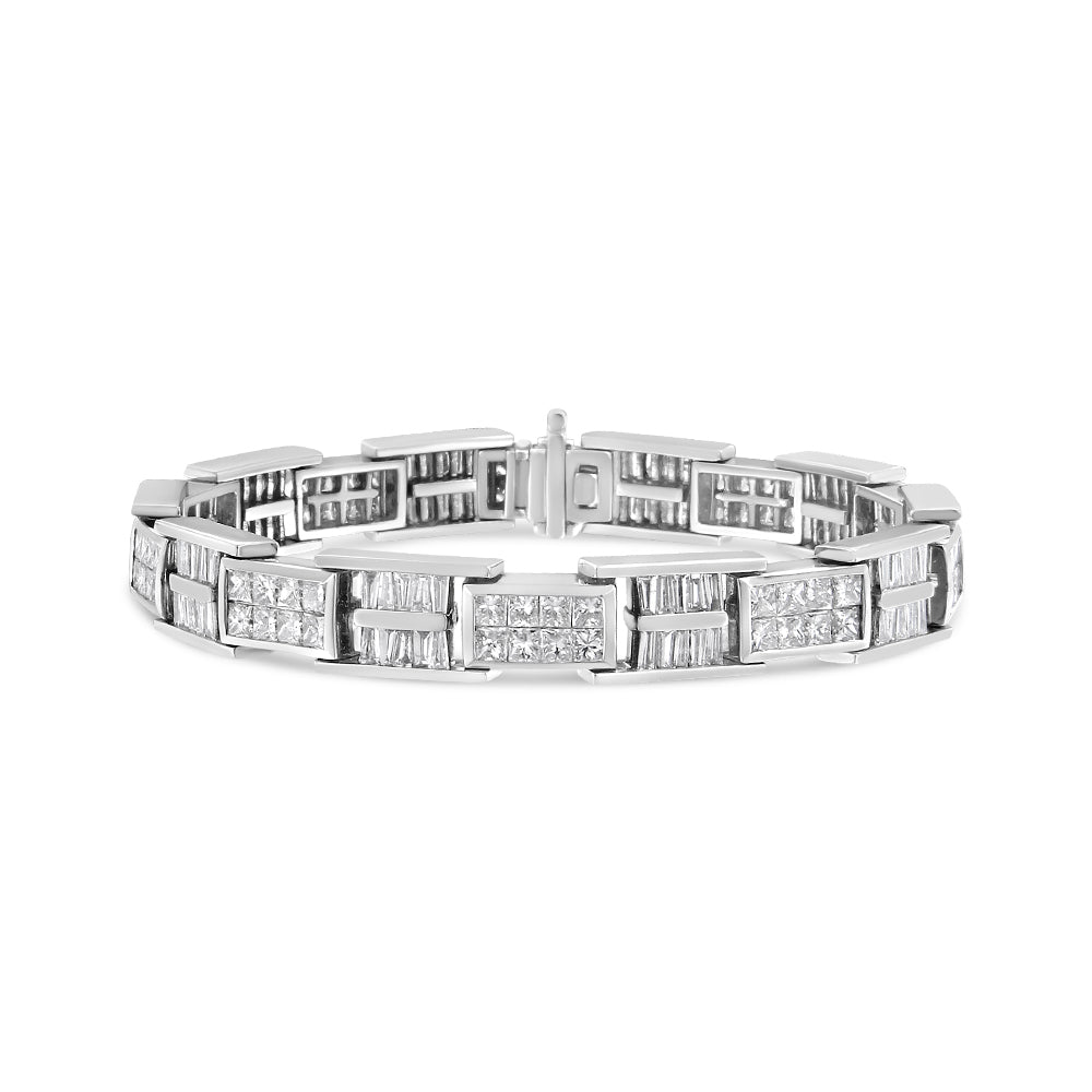 14K White Gold 10 5/8 Cttw Diamond Panel Link Bracelet - 7" Inches by Bids.com