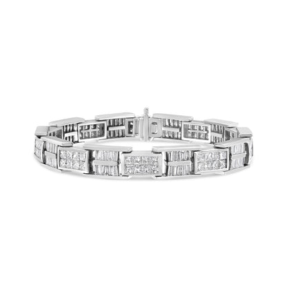 14K White Gold 10 5/8 Cttw Diamond Panel Link Bracelet - 7" Inches by Bids.com