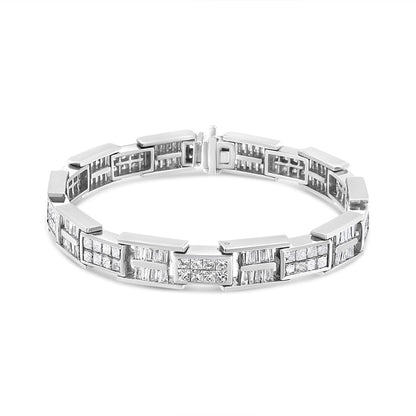 14K White Gold 10 5/8 Cttw Diamond Panel Link Bracelet - 7" Inches by Bids.com