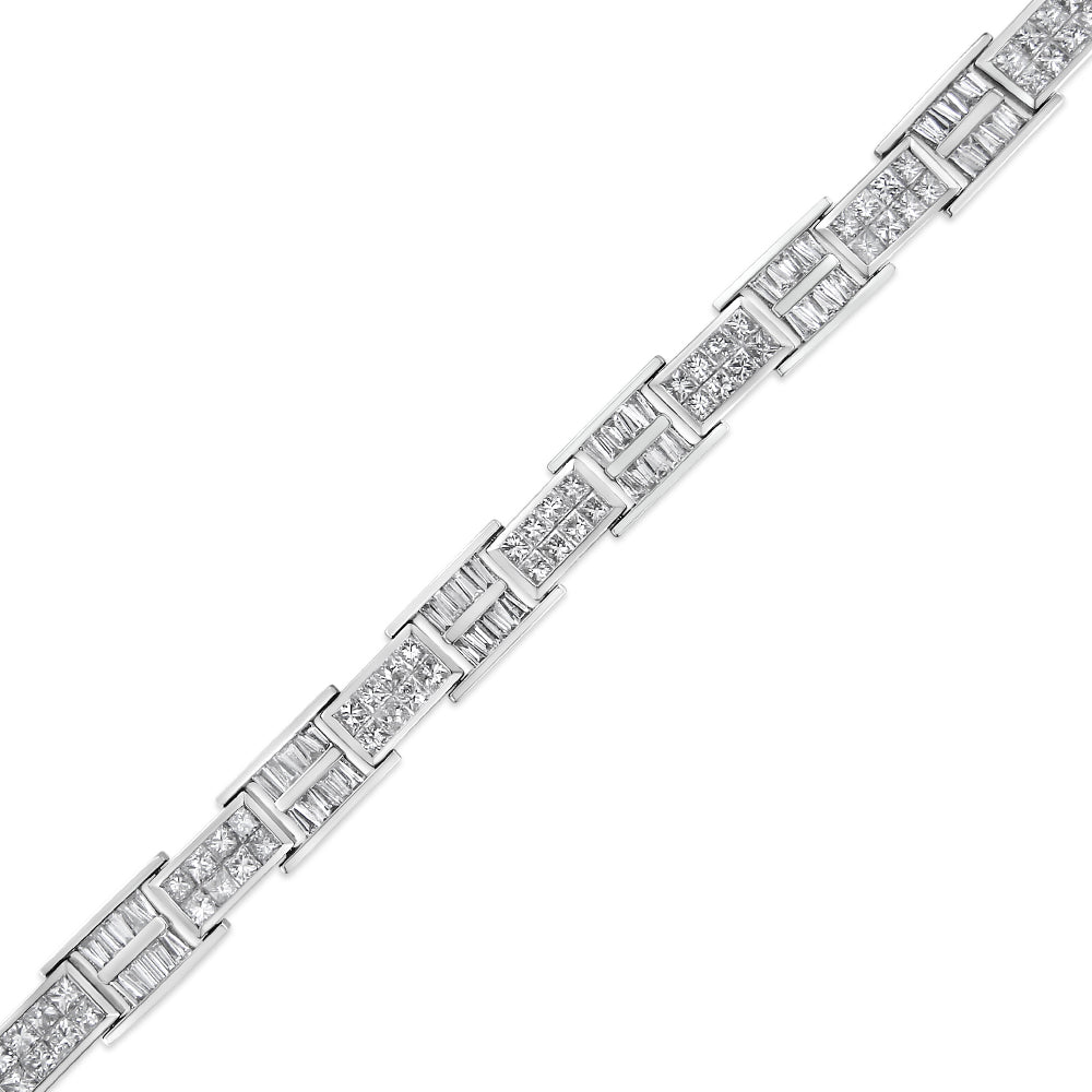 14K White Gold 10 5/8 Cttw Diamond Panel Link Bracelet - 7" Inches by Bids.com