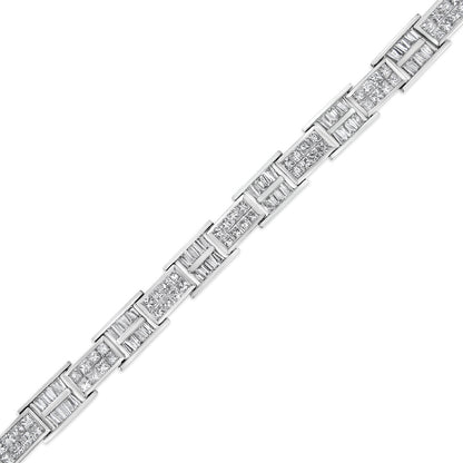 14K White Gold 10 5/8 Cttw Diamond Panel Link Bracelet - 7" Inches by Bids.com