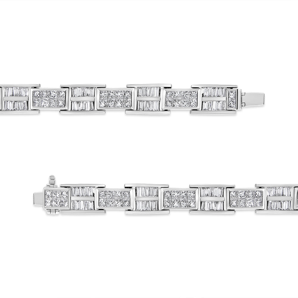 14K White Gold 10 5/8 Cttw Diamond Panel Link Bracelet - 7" Inches by Bids.com