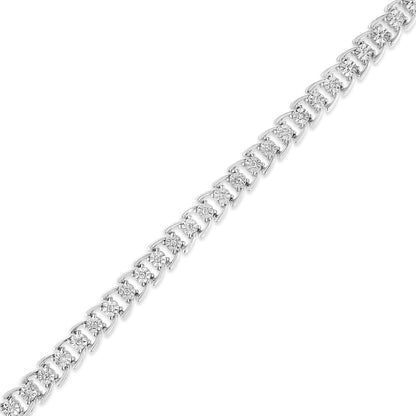 .925 Sterling Silver 1/4 Cttw Miracle Set Round Diamond Composite Open Linked Composite Line Bracelet (I-J Color, I3-Promo Clarity) - 7.5" by Bids.com