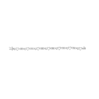 925 Sterling Silver 1/5 Cttw Diamond Double Heart Link Bracelet (I-J Color, I3 Clarity) - 7.25" Inches by Bids.com