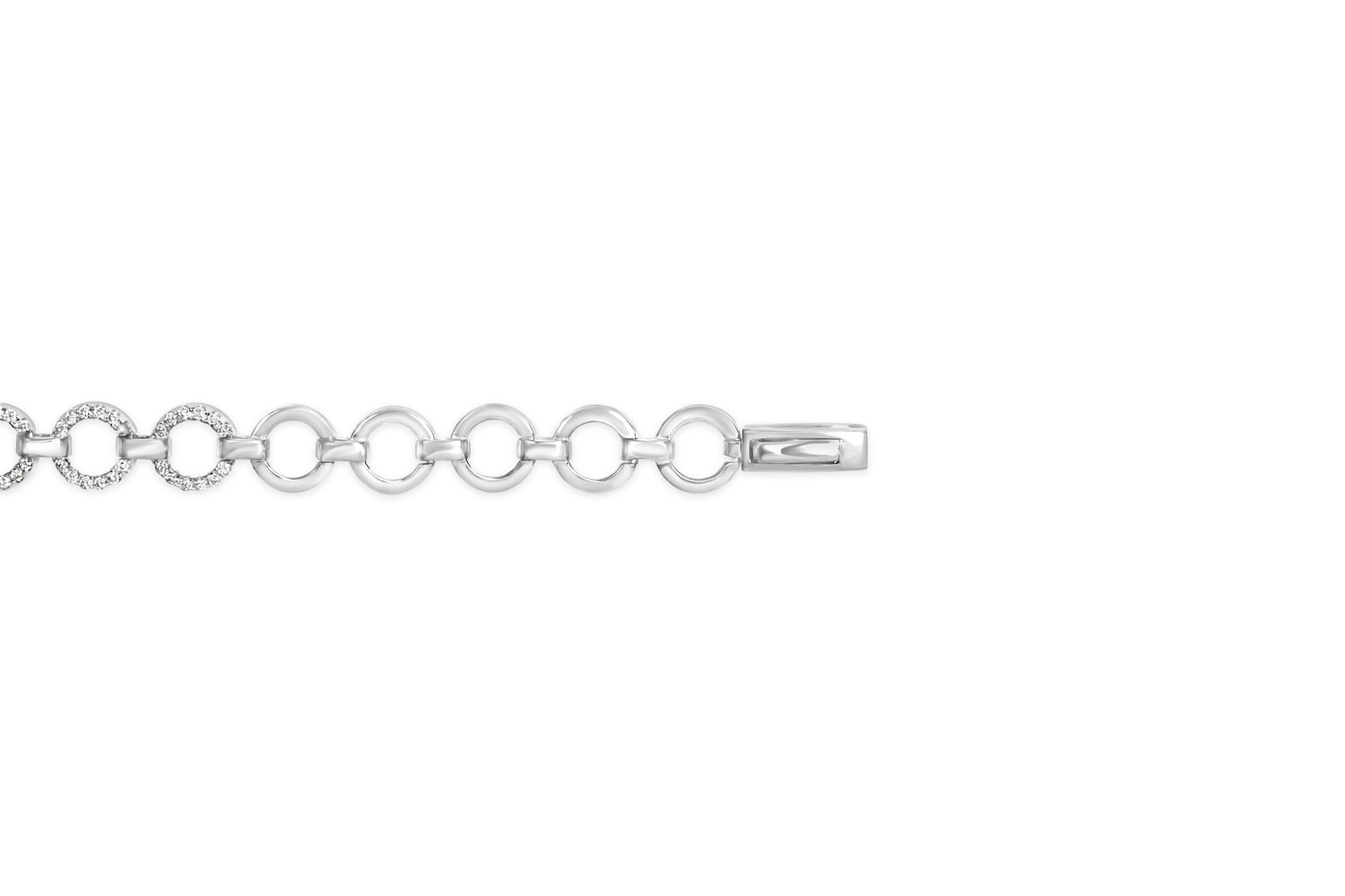 .925 Sterling Silver 1.00 Cttw Diamond Interlinking Open Circle Link Bracelet  DestGlow