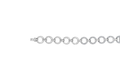 .925 Sterling Silver 1.00 Cttw Diamond Interlinking Open Circle Link Bracelet  DestGlow
