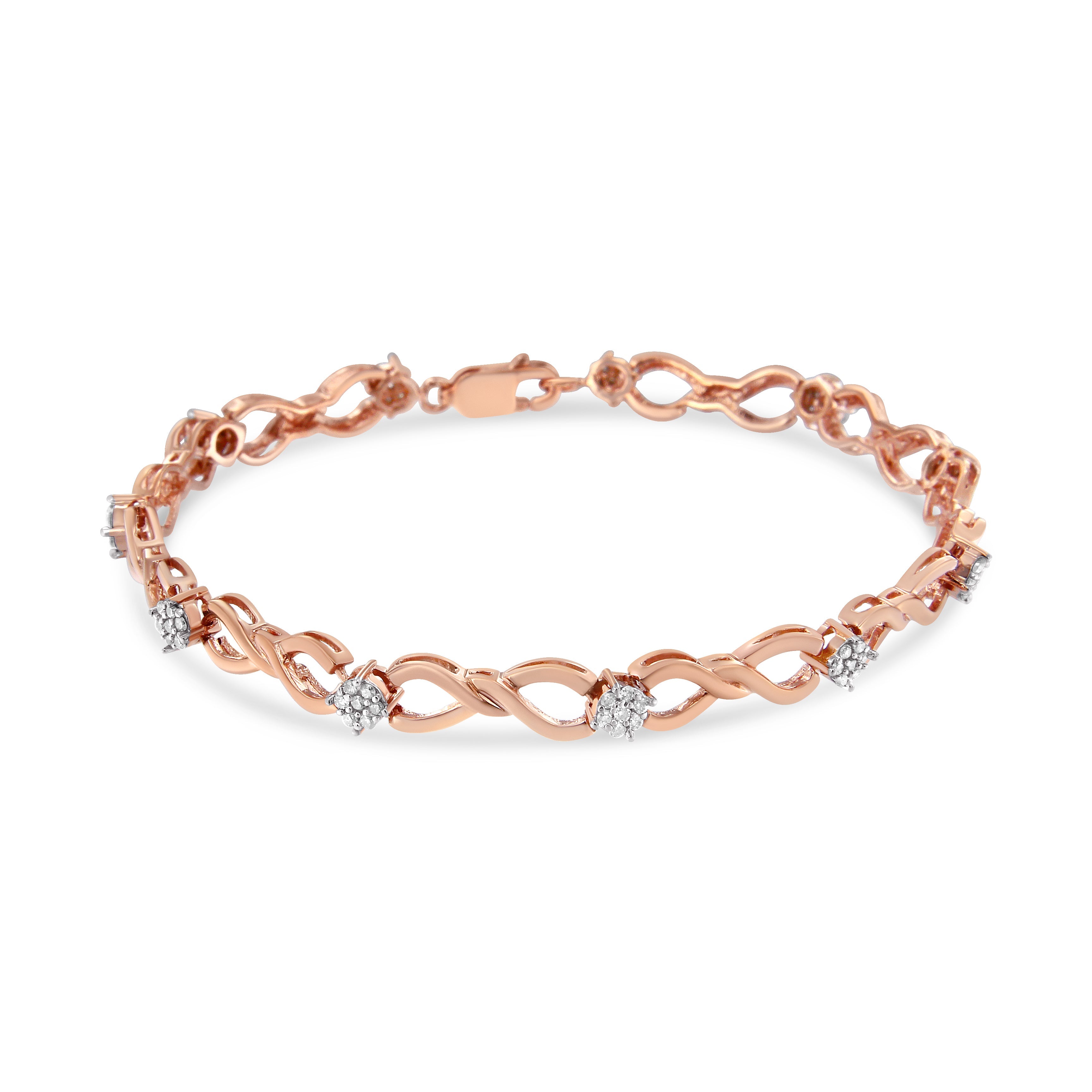 10K Rose Gold Plated .925 Sterling Silver 1/2 Cttw Diamond Infinity Link Tennis Bracelet (H-I Color, I2-I3 Clarity) -7â€ by Bids.com