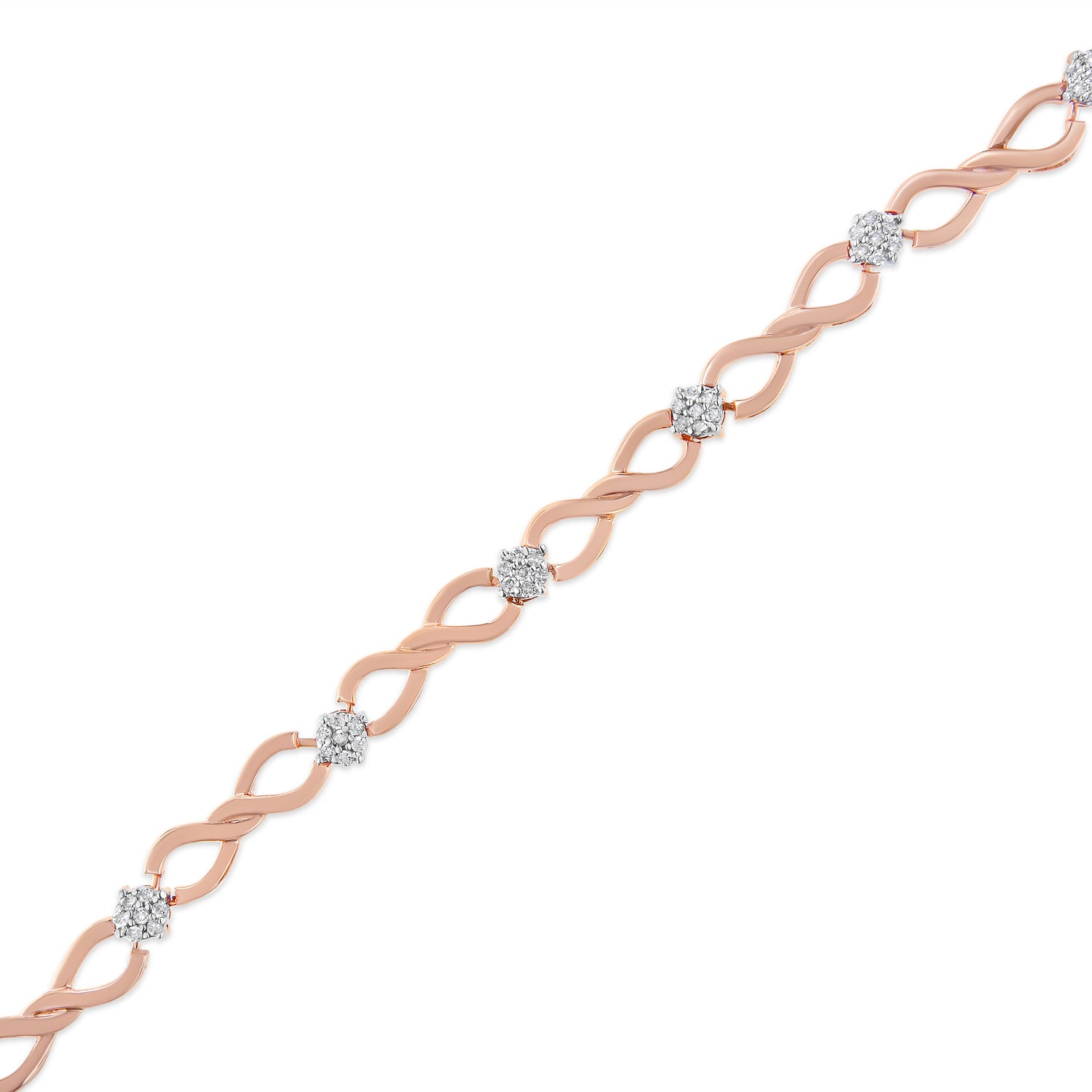 10K Rose Gold Plated .925 Sterling Silver 1/2 Cttw Diamond Infinity Link Tennis Bracelet (H-I Color, I2-I3 Clarity) -7â€ by Bids.com