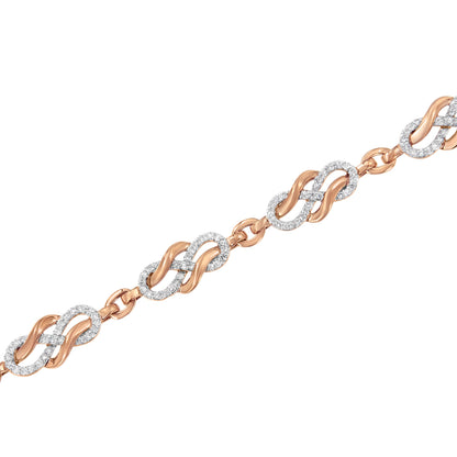 10K Rose Gold 1.0 Cttw Diamond Infinity Loop and Swirl Link Bracelet (I-J Color, I2-I3 Clarity) - 7.25" Inches by Bids.com