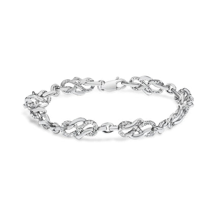 .925 Sterling Silver 1.0 Cttw Diamond Infinity Loop and Swirl Link Bracelet (I-J Color, I2-I3 Clarity) - 7.25" Inches by Bids.com