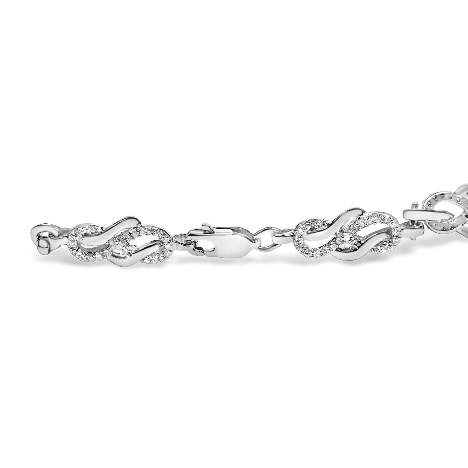 .925 Sterling Silver 1.0 Cttw Diamond Infinity Loop and Swirl Link Bracelet (I-J Color, I2-I3 Clarity) - 7.25" Inches by Bids.com