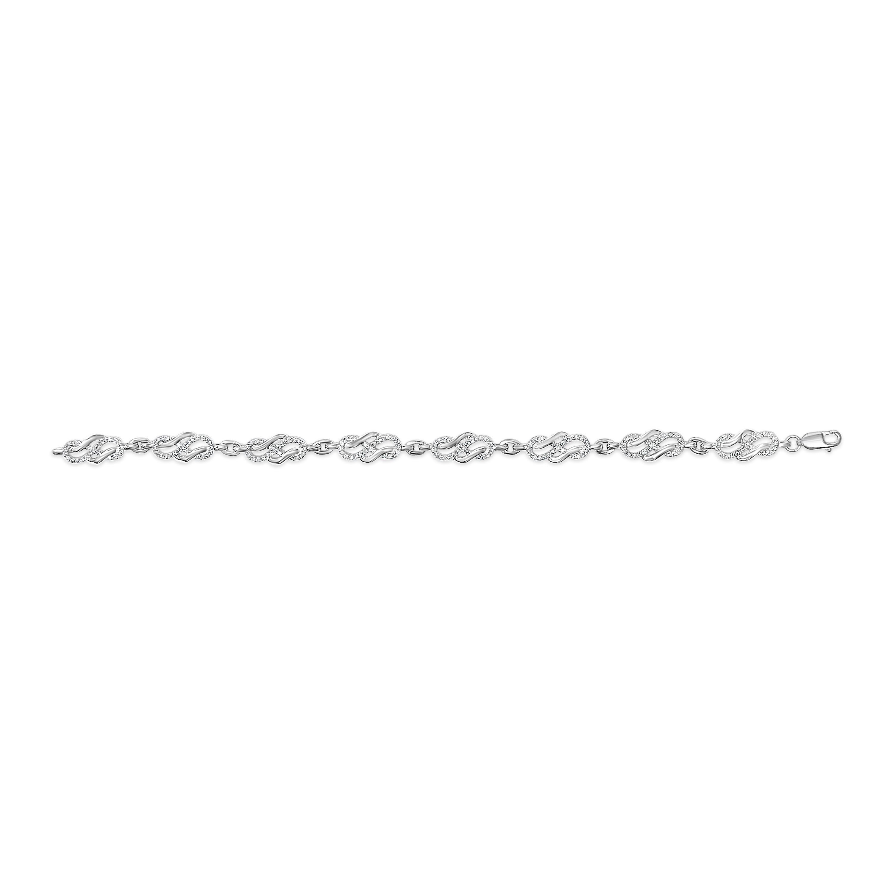 .925 Sterling Silver 1.0 Cttw Diamond Infinity Loop and Swirl Link Bracelet (I-J Color, I2-I3 Clarity) - 7.25" Inches by Bids.com