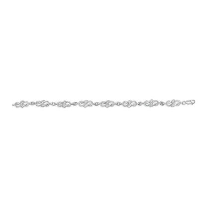 .925 Sterling Silver 1.0 Cttw Diamond Infinity Loop and Swirl Link Bracelet (I-J Color, I2-I3 Clarity) - 7.25" Inches by Bids.com