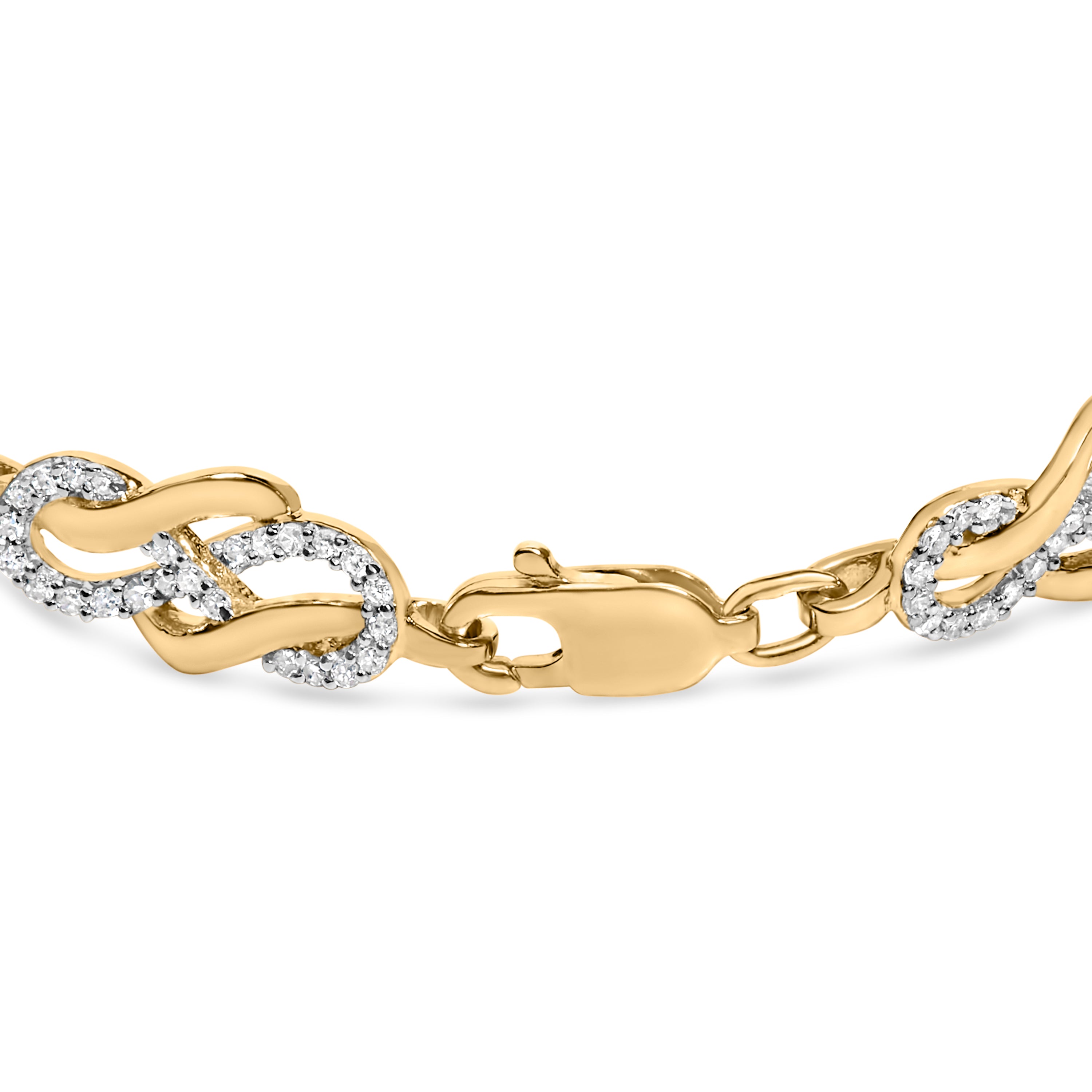 14K Yellow Gold Plated .925 Sterling Silver 1.0 Cttw Diamond Infinity Loop and Swirl Link Bracelet by Bids.com