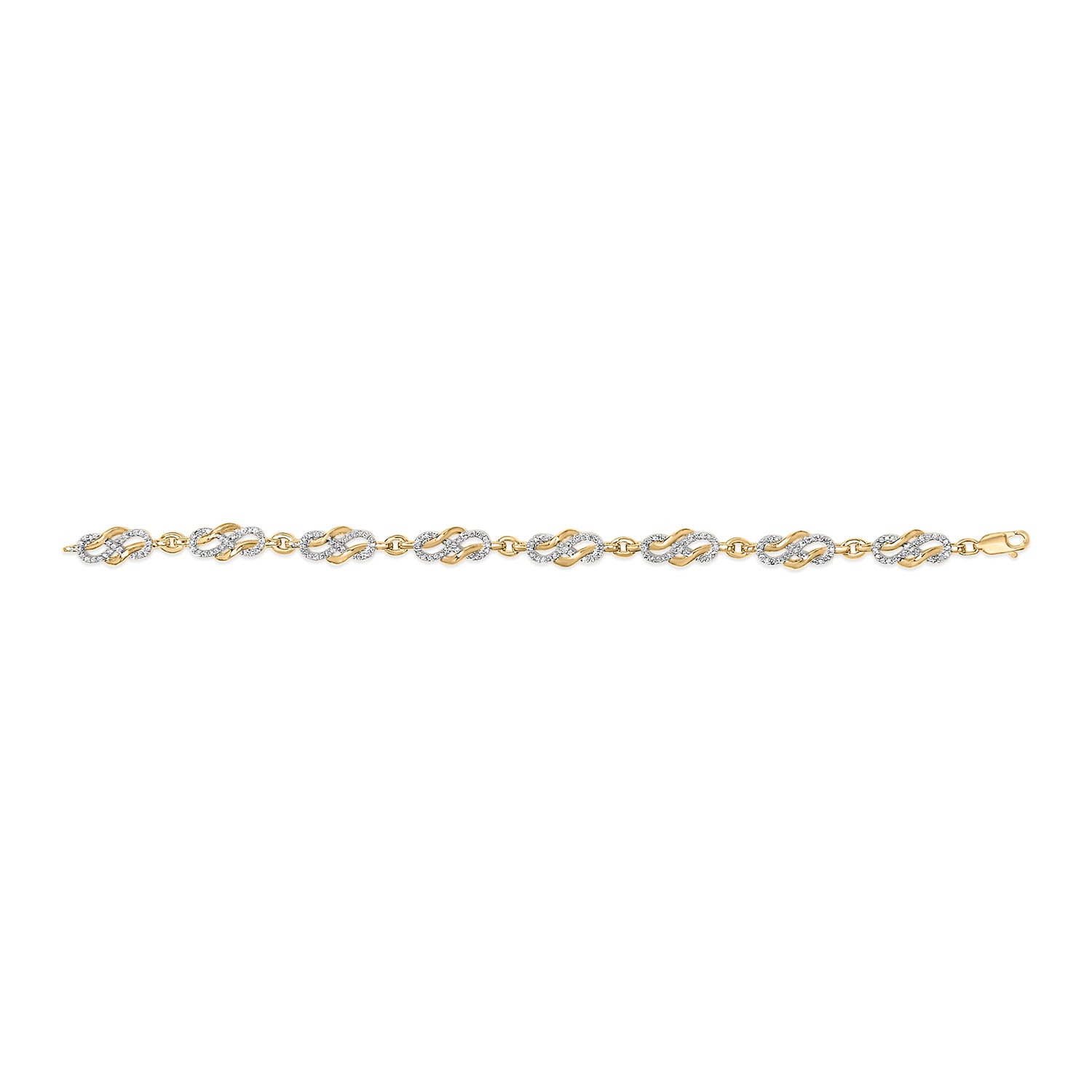 14K Yellow Gold Plated .925 Sterling Silver 1.0 Cttw Diamond Infinity Loop and Swirl Link Bracelet by Bids.com
