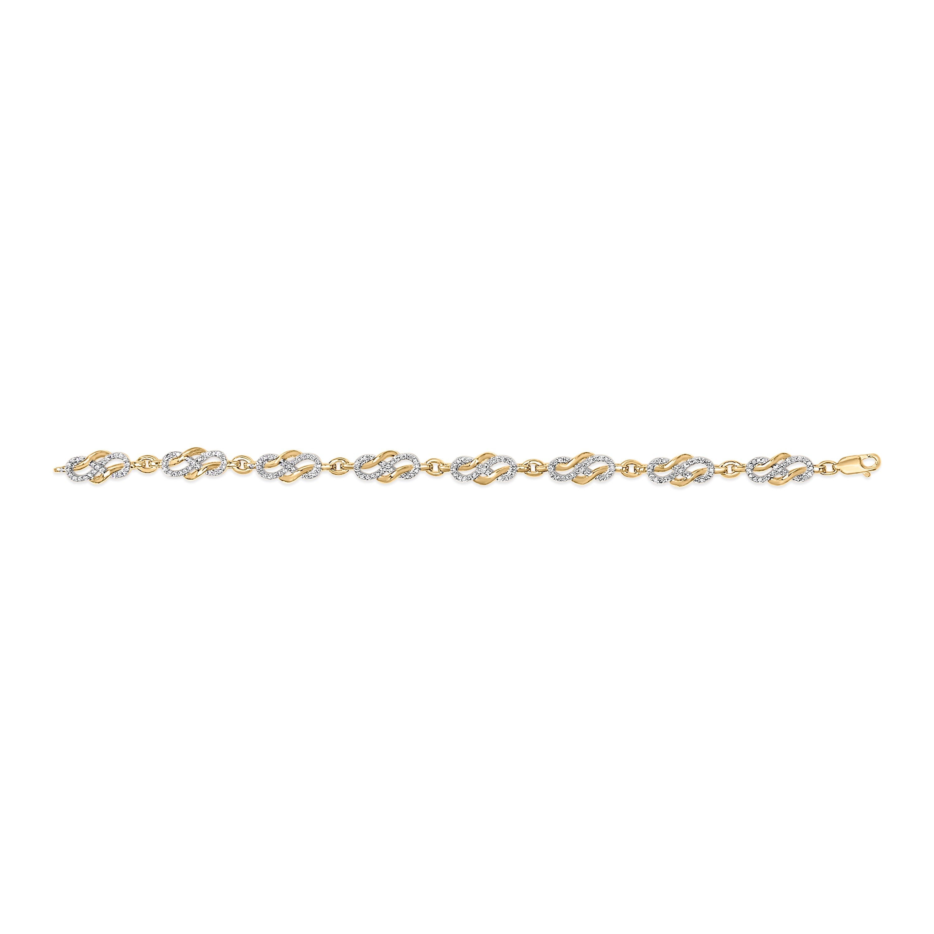 14K Yellow Gold Plated .925 Sterling Silver 1.0 Cttw Diamond Infinity Loop and Swirl Link Bracelet by Bids.com
