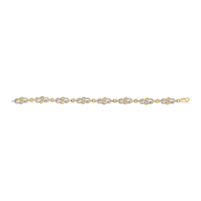 14K Yellow Gold Plated .925 Sterling Silver 1.0 Cttw Diamond Infinity Loop and Swirl Link Bracelet by Bids.com