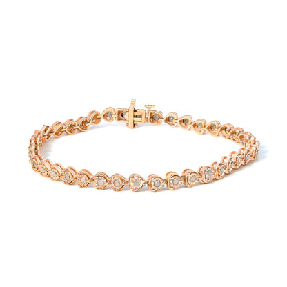 .925 Sterling Silver 1.0 Cttw Miracle Set Diamond Heart-Link 7" Tennis Bracelet (I-J Color, I2-I3 Clarity) by Bids.com