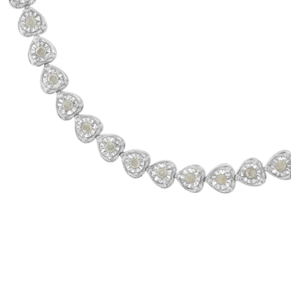.925 Sterling Silver 1.0 Cttw Miracle Set Diamond Heart-Link 7" Tennis Bracelet (I-J Color, I2-I3 Clarity) by Bids.com